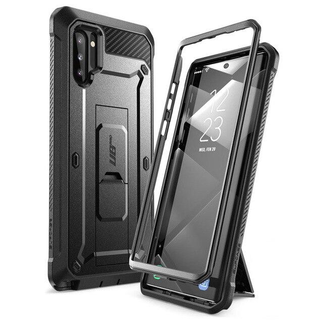 SUPCASE UB Pro Case for Samsung Galaxy Note 10 in black, showcasing rugged design and kickstand feature.